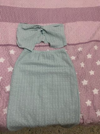 Conjunto falda y top verde azulado