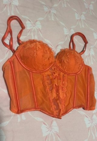 Top Corsé Naranja Encaje Floral Talla Única
