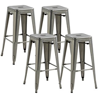 Conjunto de 4 Taburetes de Bar Apilables con Repos