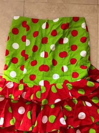 Falda flamenca volantes lunares roja y verde