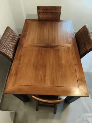 Mesa comedor madera teca Banak extensible