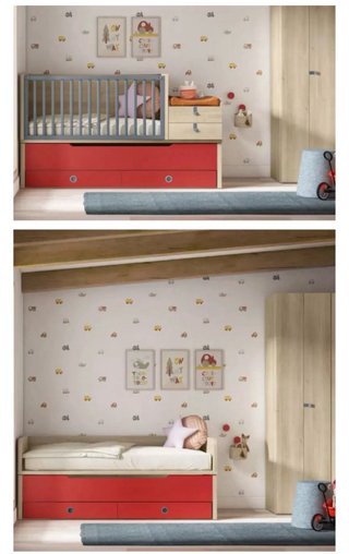 Cuna convertible madera bi cama plus 140x70