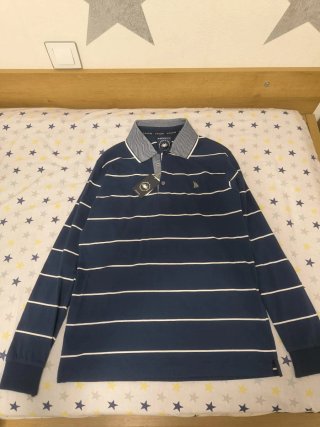 Camisa Nautica Manga Larga Rayas Azul Talla L