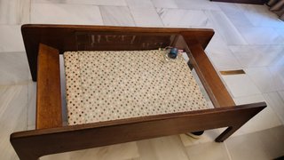 Mesa centro vintage madera y cristal