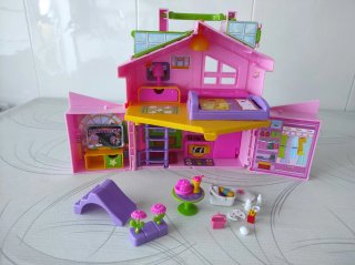 Casa Pin y Pon rosa con asa