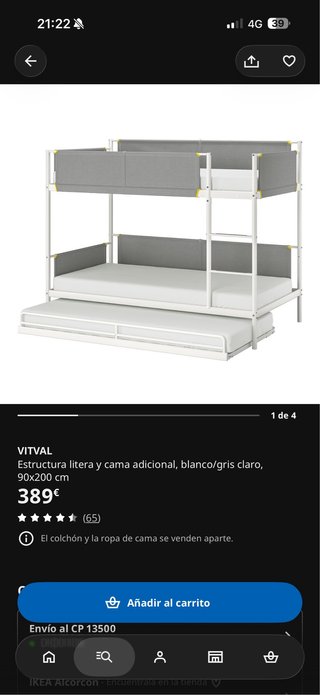 Litera triple IKEA con 3 colchones