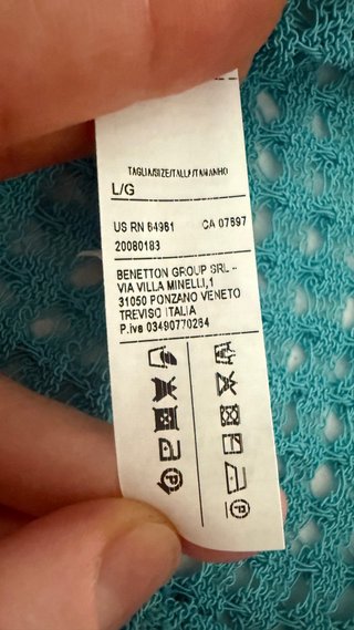 Maglione Traforato Benetton Verde Mare TG L