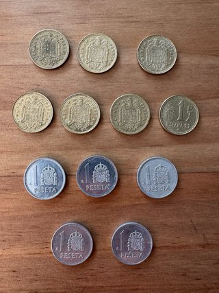 Lote 12 Monedas de 1 Peseta Franco y Juan Carlos I