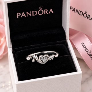 Anillo Pandora Mom Corazón Circonitas