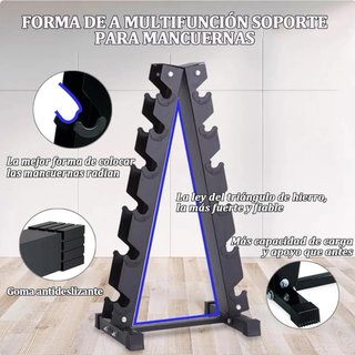 Rack soporte Mancuernas 6 Pares Negro