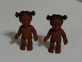 Lote 2 mini pupazzi bebé in gomma vintage anni 80-90