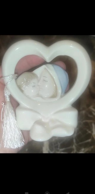 Bomboniera cuore madre e figlio ceramica