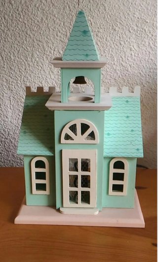 Lámpara Maqueta Iglesia Madera Vintage