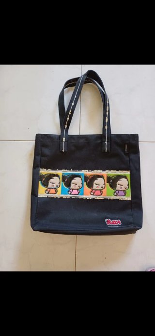 Borsa Pucca vintage nera multicolore