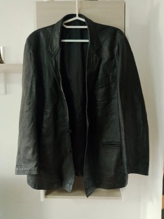 Blazer Piel Negra Talla 50 Vintage