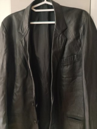 Blazer Piel Negra Talla 50 Vintage