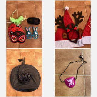 Lote complementos disfraz: máscaras y gorros