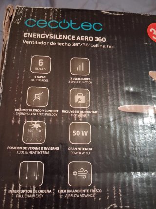Lámpara ventilador de techo 5 aspas