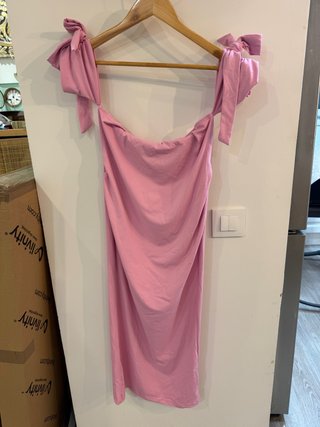 Vestido premamá rosa tirantes lazo
