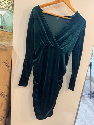 Vestido premamá terciopelo verde Shein Talla