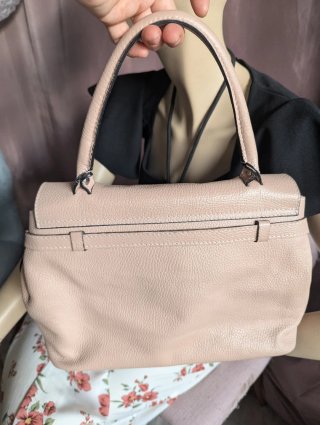 Borsa donna vera pelle Made in Italy rosa cipria