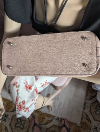 Borsa donna vera pelle Made in Italy rosa cipria