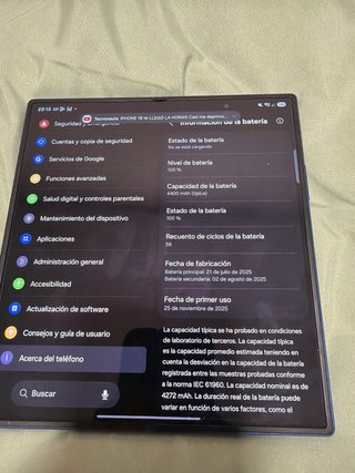 Samsung Galaxy Z Fold 7 Azul Bateria 100%