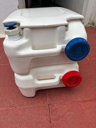 WC Químico Portátil Blanco y Azul