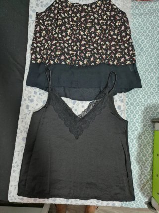 Conjunto 2 Tops Mujer Negro y Estampado