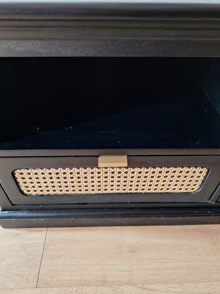 Mueble TV negro con mimbre Maisons du Monde