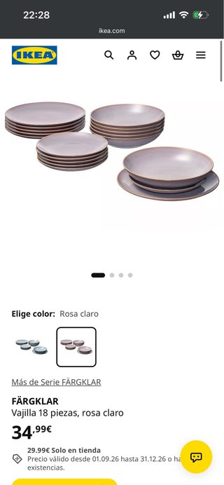 Vajilla IKEA FÄRGKLAR 18 piezas