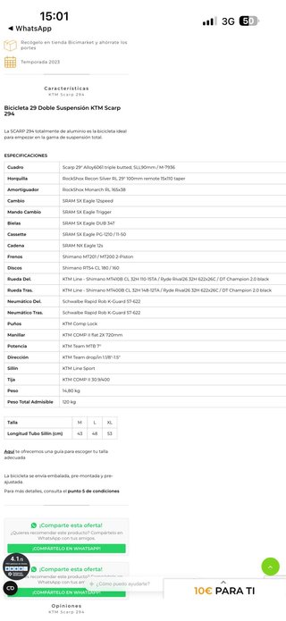 Bicicleta KTM Scarp 294 Doble Suspensión 3 Salidas