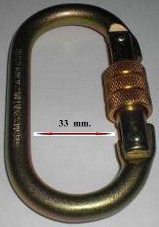 Moschettone in acciaio, chiusura con vite, 23 KN