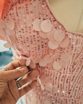 Vestido de fiesta rosa lentejuelas