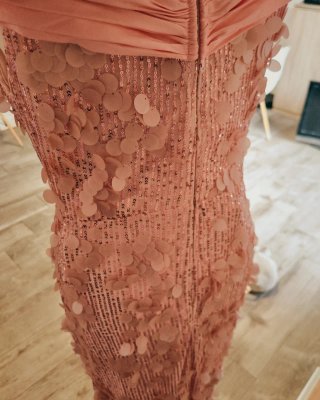 Vestido de fiesta rosa lentejuelas