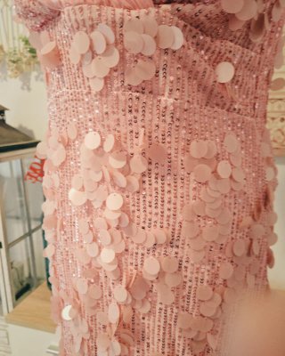 Vestido de fiesta rosa lentejuelas