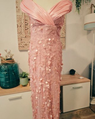Vestido de fiesta rosa lentejuelas