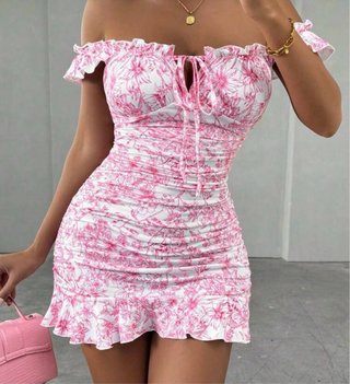 Vestido rosa y blanco floral