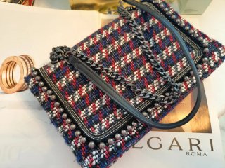 Bolso Tweed Zara Multicolor y Plateado