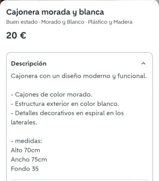 Cajonera 5 cajones morado y beige
