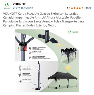 Carpa Plegable Vounot 6x3m con Laterales
