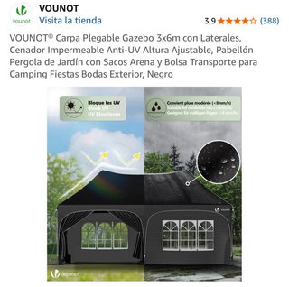 Carpa Plegable Vounot 6x3m con Laterales