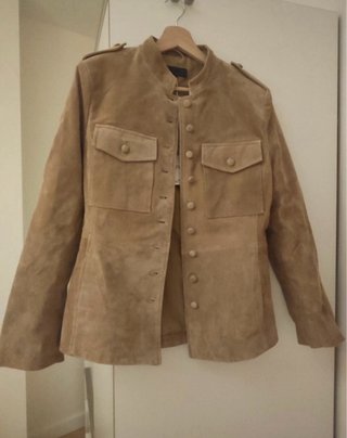 Cazadora piel efecto ante  zara T-L