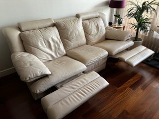 Sofá Natuzzi 3 plazas piel blanco