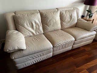 Sofá Natuzzi 3 plazas piel blanco