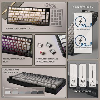 Teclado Mecánico Inalámbrico 75% RGB NUEVO