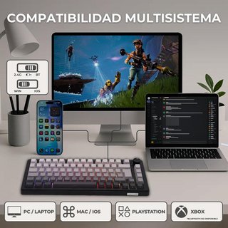 Teclado Mecánico Inalámbrico 75% RGB NUEVO