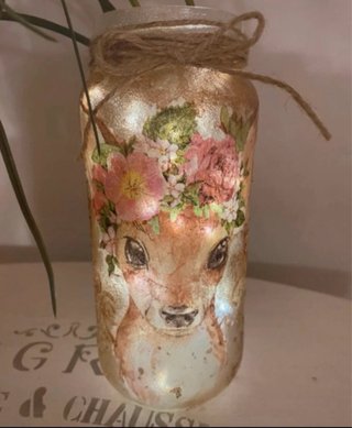Bote cristal decorado ciervo flores