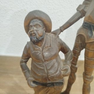 Figura madera tallada Don Quijote y Sancho