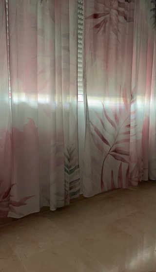 Cortinas con estampado floral rosa y blanco230x130